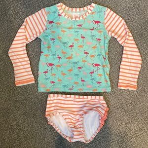 Girls RuffleButt rash guard bathing suit